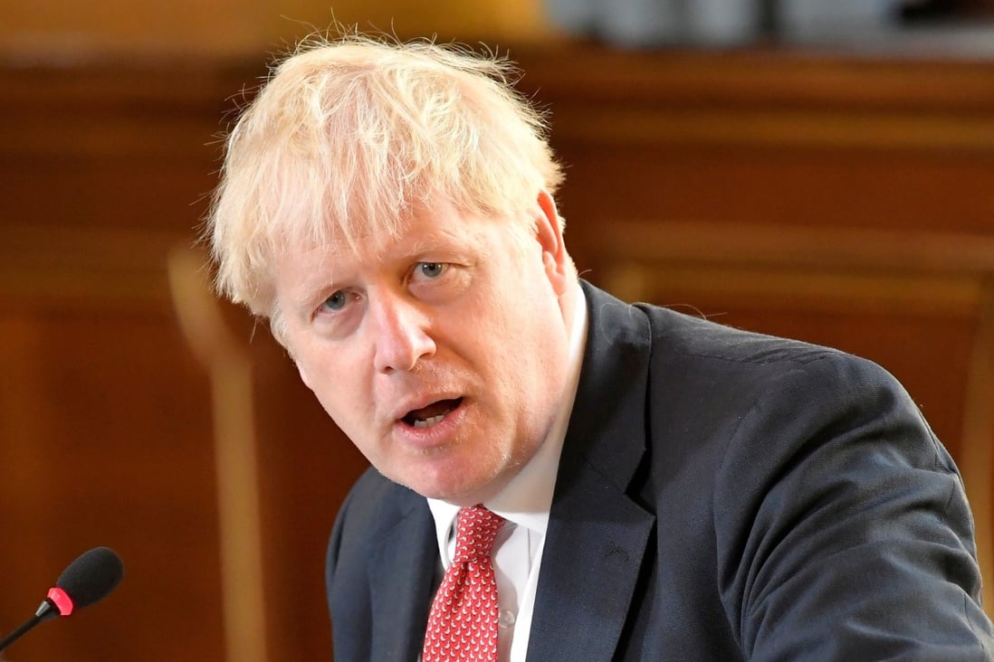 Britain's Prime Minister Boris Johnson speaks during a Cabinet meeting in London on Tuesday. Photo: Reuters