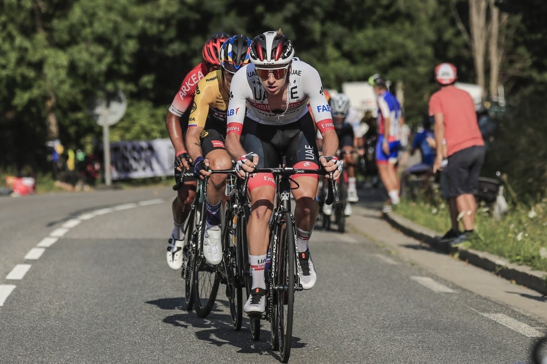 Slovenian rider Tadej Pogacar UAE-Team Emirates in action during the eighth stage of the Tour de France. Photo: EPA
