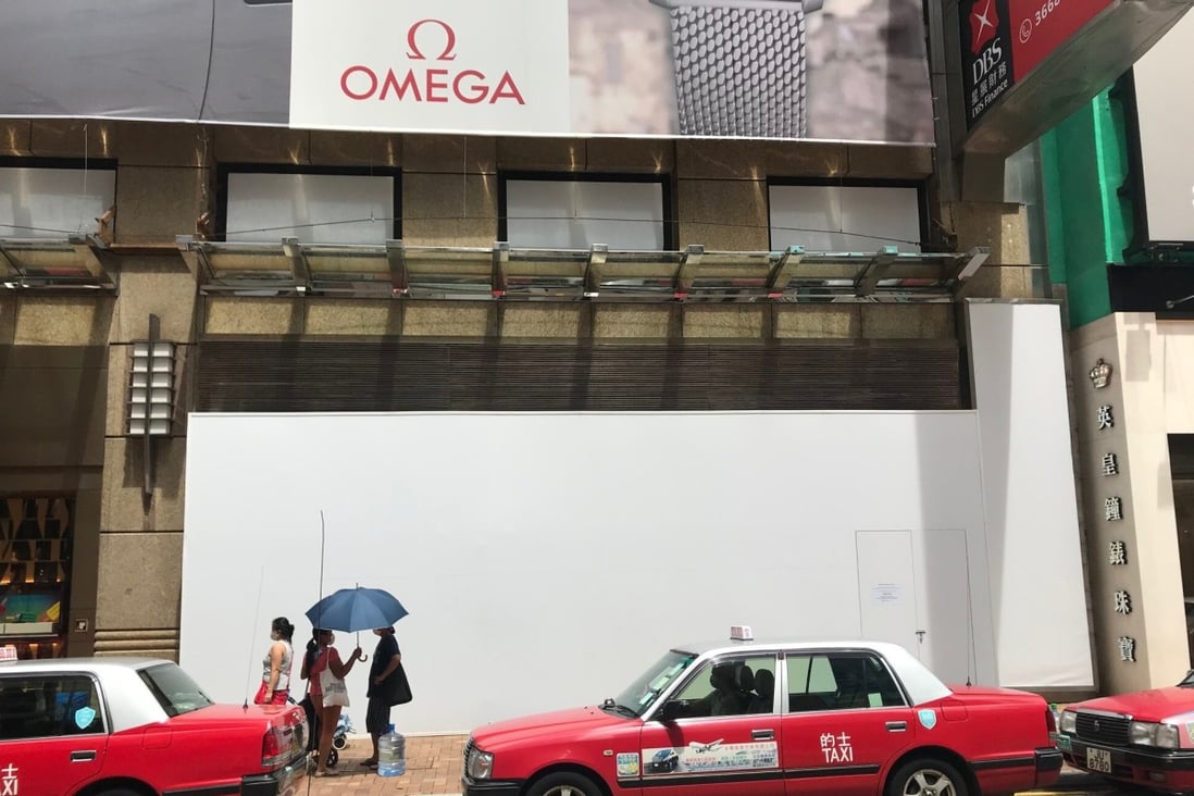 The former Omega store in Russell Street, Causeway Bay, Hong Kong. Often ranked the street with the world’s highest commercial real-estate rents, it has seen an exodus of global luxury brands accelerate. Photo: Vincenzo La Torre