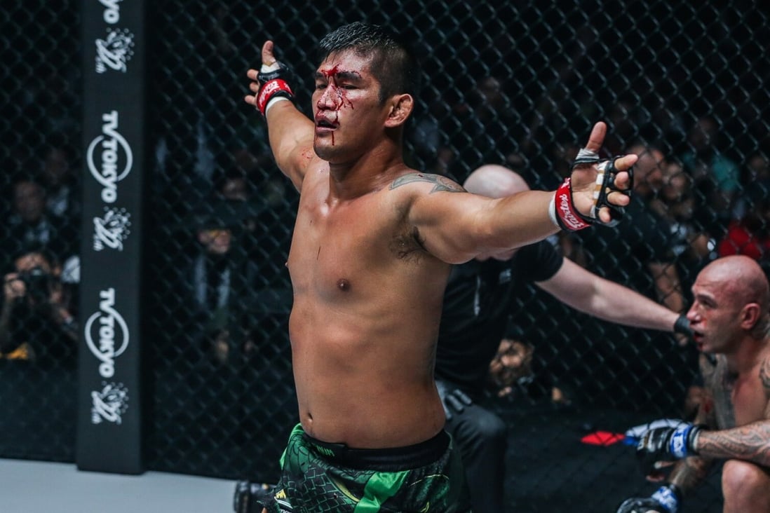 Aung La N Sang celebrates stopping Brandon Vera at ONE: Century in Tokyo: Photos: ONE Championship