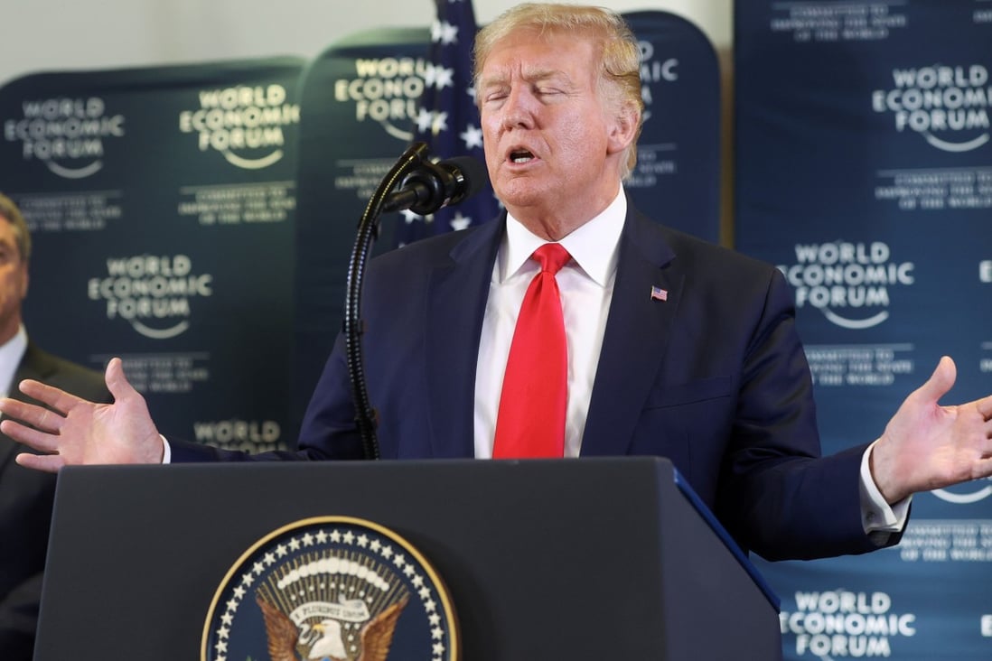 US President Donald Trump speaks at a press conference in Davos, Switzerland in January. Photo: Reuters