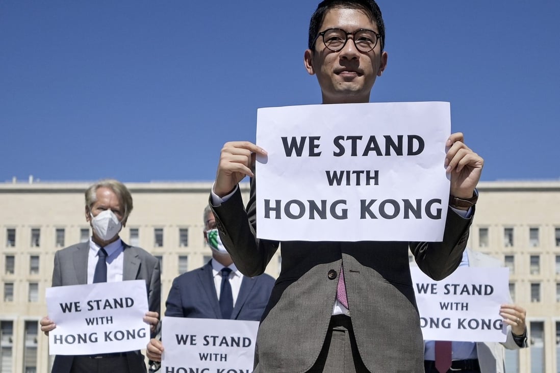 Activist Nathan Law outside the Italian Ministry of Foreign Affairs. Photo: EPA-EFE
