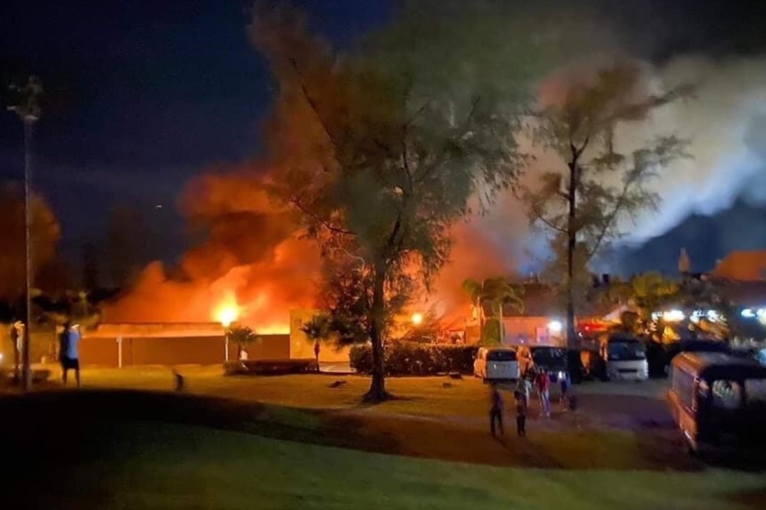 The fire broke out at the Discovery Bay golf club on Monday night. Photo: Handout