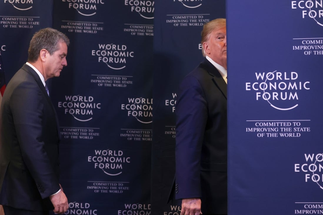 US President Donald Trump and the director general of World Trade Organisation, Roberto Azevedo (left), in Davos, Switzerland, in January. Photo: Reuters