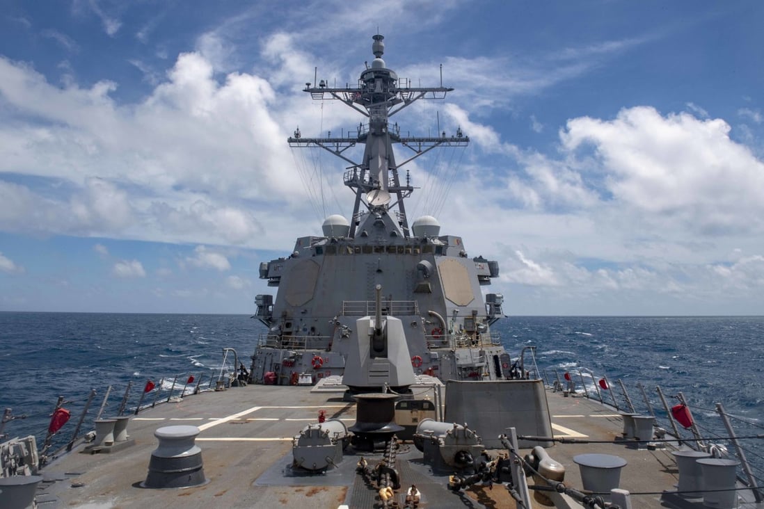 The Arleigh Burke-class guided-missile destroyer USS Mustin conducts routine operations in the East China Sea in August. Photo: US Navy handout