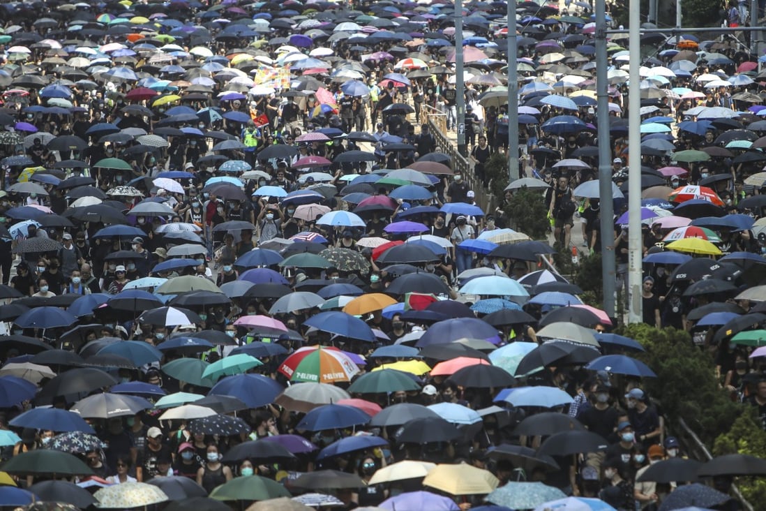 Protesters march on the streets of Hong Kong on October 1 last year. Photo: Winson Wong