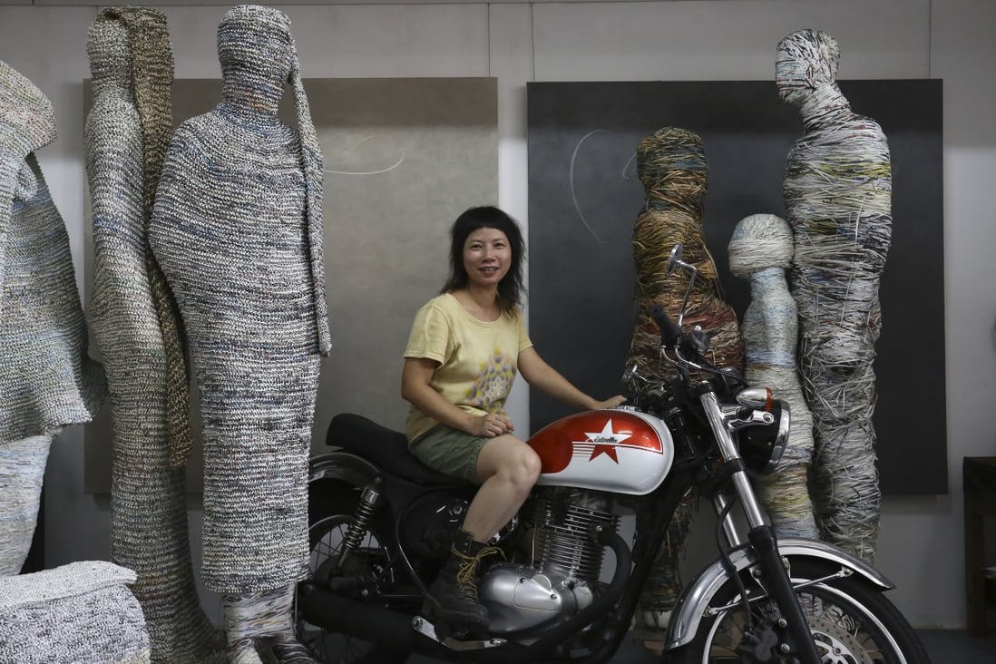 Artist Movana Chen in her Chai Wan studio. Photo: SCMP / Jonathan Wong
