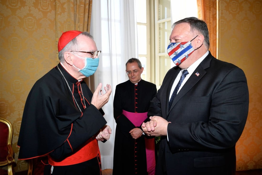 Cardinal Pietro Parolin meets US Secretary of State Mike Pompeo at the Vatican. Photo: AFP