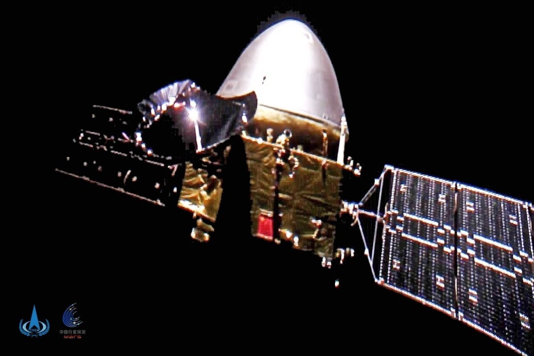China’s Tianwen-1 Mars space probe flies the flag for National Day. Photo: Xinhua