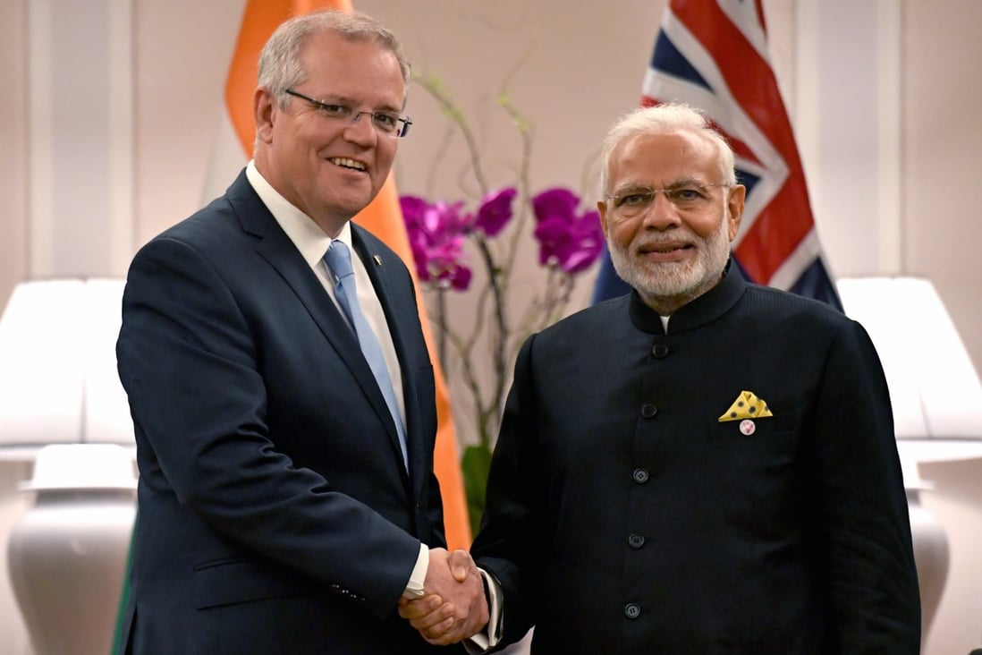 Australia’s PM Scott Morrison and India’s PM Narendra Modi. Photo: EPA-EFE