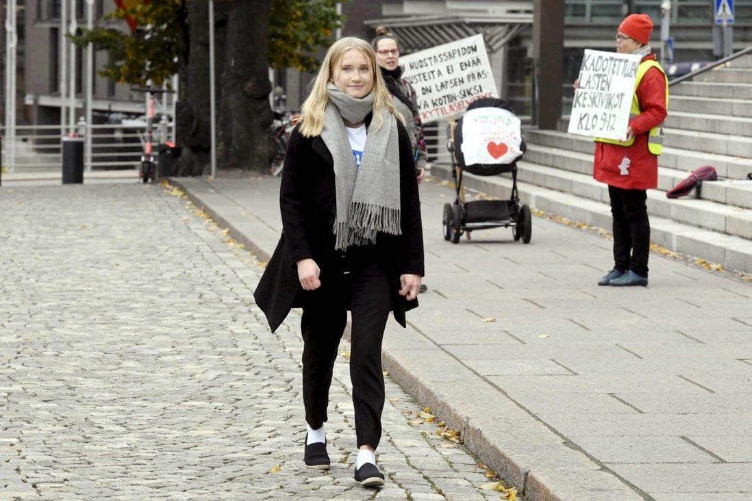 Aava Murto, 16, took over the job of Finnish Prime Minister Sanna Marin for a day in Helsinki on Wednesday. Photo: AFP