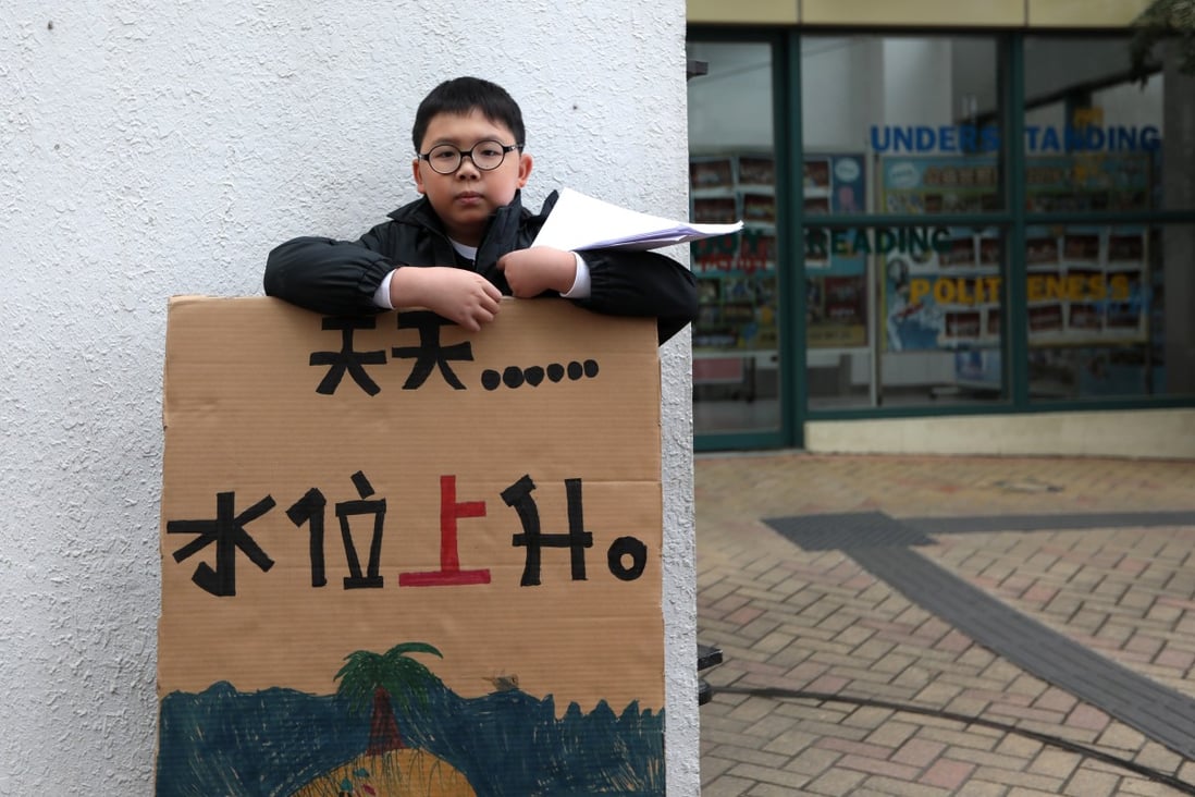Young climate change activist Lance Lau Hin-yi, 11, will be one of the speakers at TEDxTinHau in Hong Kong, part of the TED Countdown global initiative. Photo: Xiaomei Chen