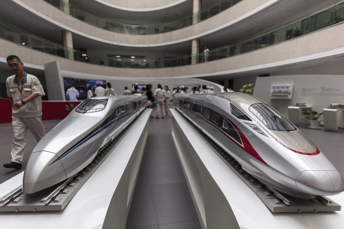 Models of high-speed trains in Qingdao, China. Photo: EPA