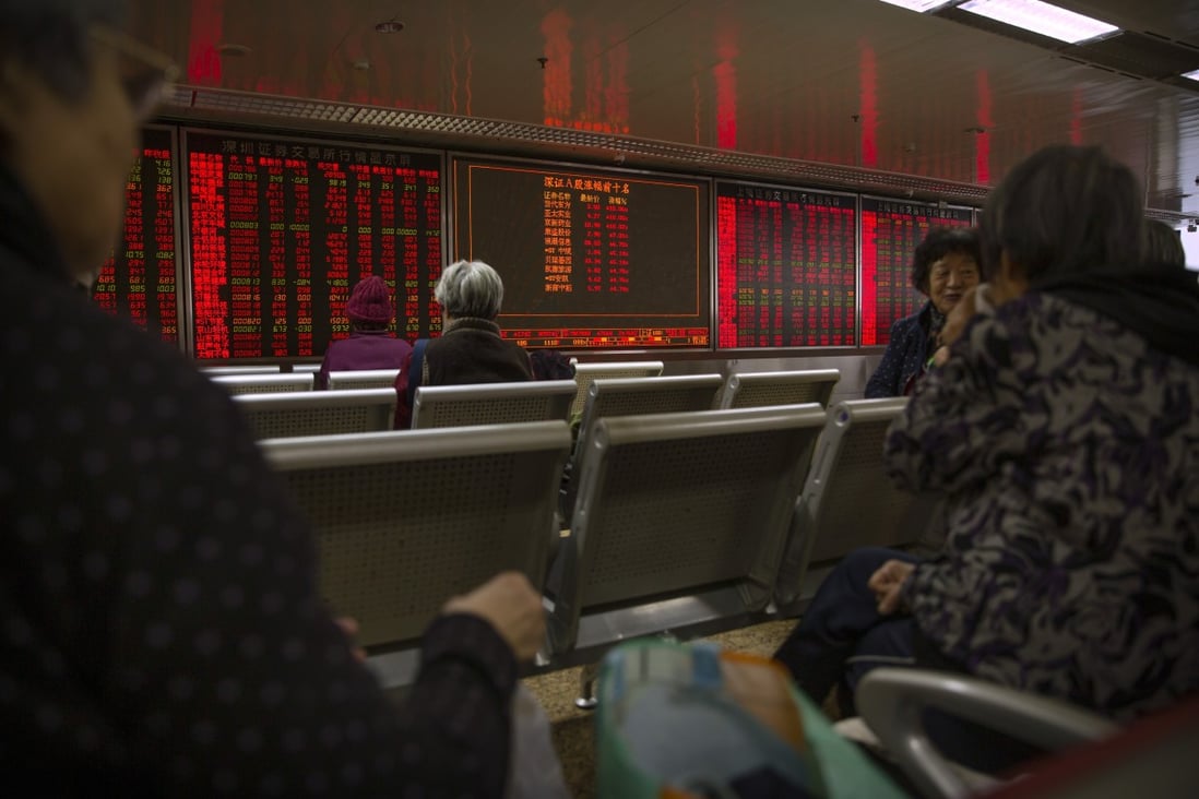 Chinese investors monitor stock prices at a brokerage house in Beijing, China. The market ekes out a small gain after surpassing the US$10 trillion mark on October 12, 2020. Photo: AP