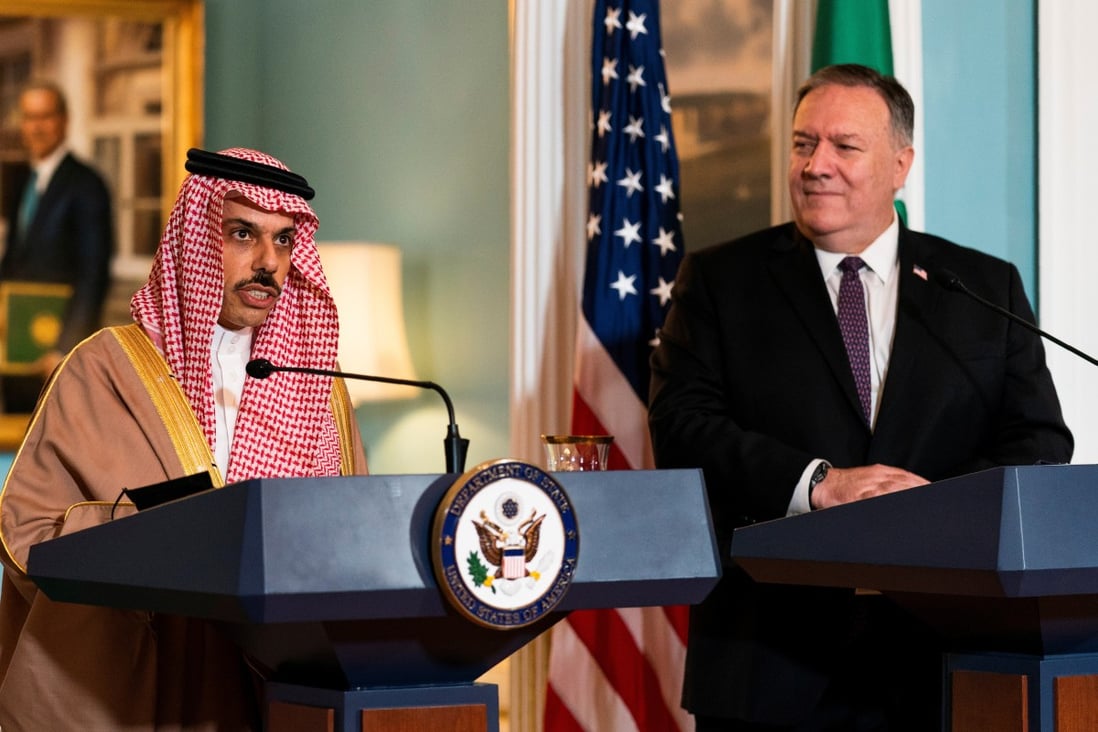 Saudi Minister of Foreign Affairs Prince Faisal bin Farhan al-Saud and US Secretary of State Mike Pompeo. Photo: Reuters