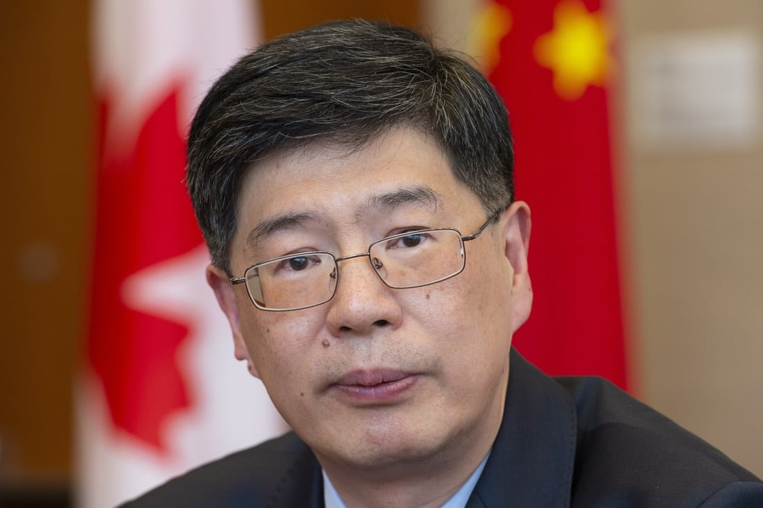 China‘s Ambassador to Canada Cong Peiwu takes part in a round-table interview with journalists at the Chinese embassy in Ottawa in November 2019. Photo: The Canadian Press via AP