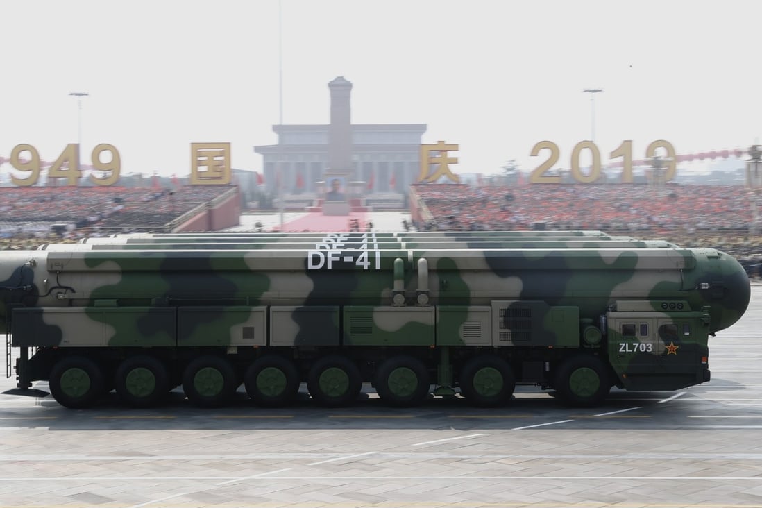 China showed off some of its Dongfeng-41 intercontinental nuclear missiles at its National Day Parade in Beijing last year. Photo: Xinhua