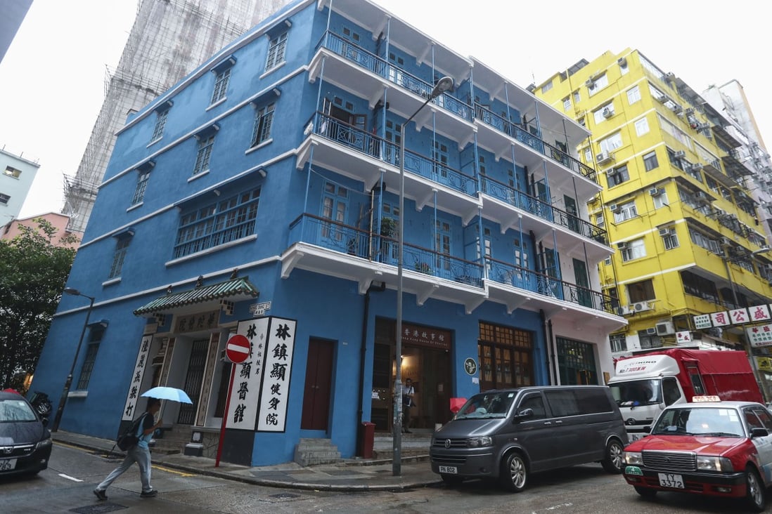 Exterior view of Blue House in Wan Chai. The Blue House cluster, three 20th century shophouse blocks (Blue House, Yellow House, and Orange House), won top honours in the 2017 Unesco Asia-Pacific Awards for Cultural Heritage Conservation. Photo: Nora Tam