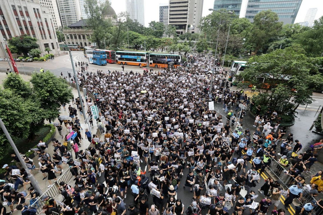 Hong Kong teachers hold a rally for withdrawal of a controversial extradition bill in August 2019. Photo: Dickson Lee