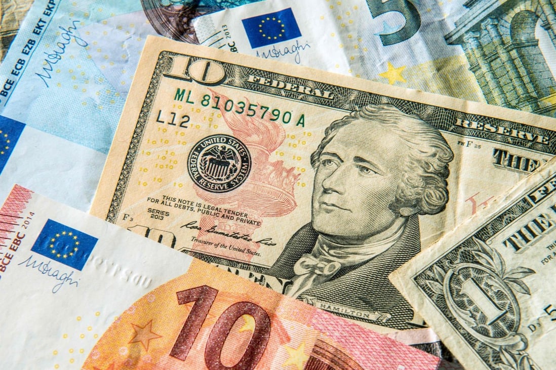 The euro’s rally against the US dollar appears to have reached its end as improved US economic prospects and the threat of a no-deal Brexit undermine euro sentiment and boost the appeal of the US currency. Photo: AFP