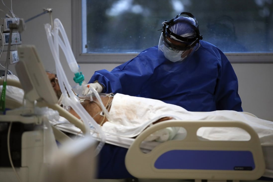 A heath worker attends to a patient in an intensive care unit in Buenos Aires, Argentina. Photo: AP