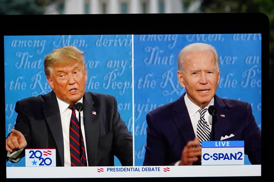 Donald Trump and Joe Biden seen during their first presidential debate on September 29. Photo: Xinhua