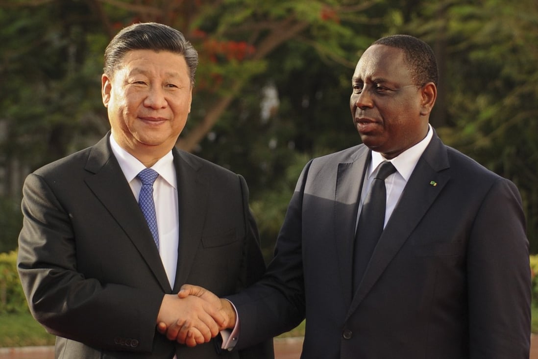 China’s President Xi Jinping with Senegal’s President Macky Sall at the Presidential Palace in Dakar, Senegal in July 2018. Photo: EPA-EFE via STR