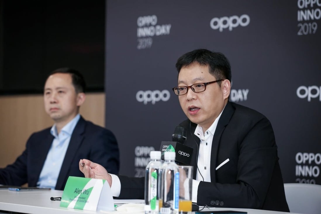 Oppo vice-president and its president of global sales Alen Wu speaks at an event. Photo: Handout