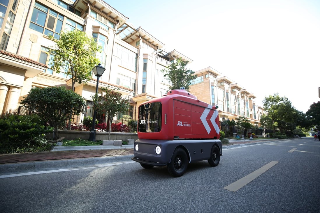 JD.com plans to deploy 100 autonomous delivery minivans like these in Changshu, a city in eastern China's Jiangsu province, by the end of the year. Photo: Handout
