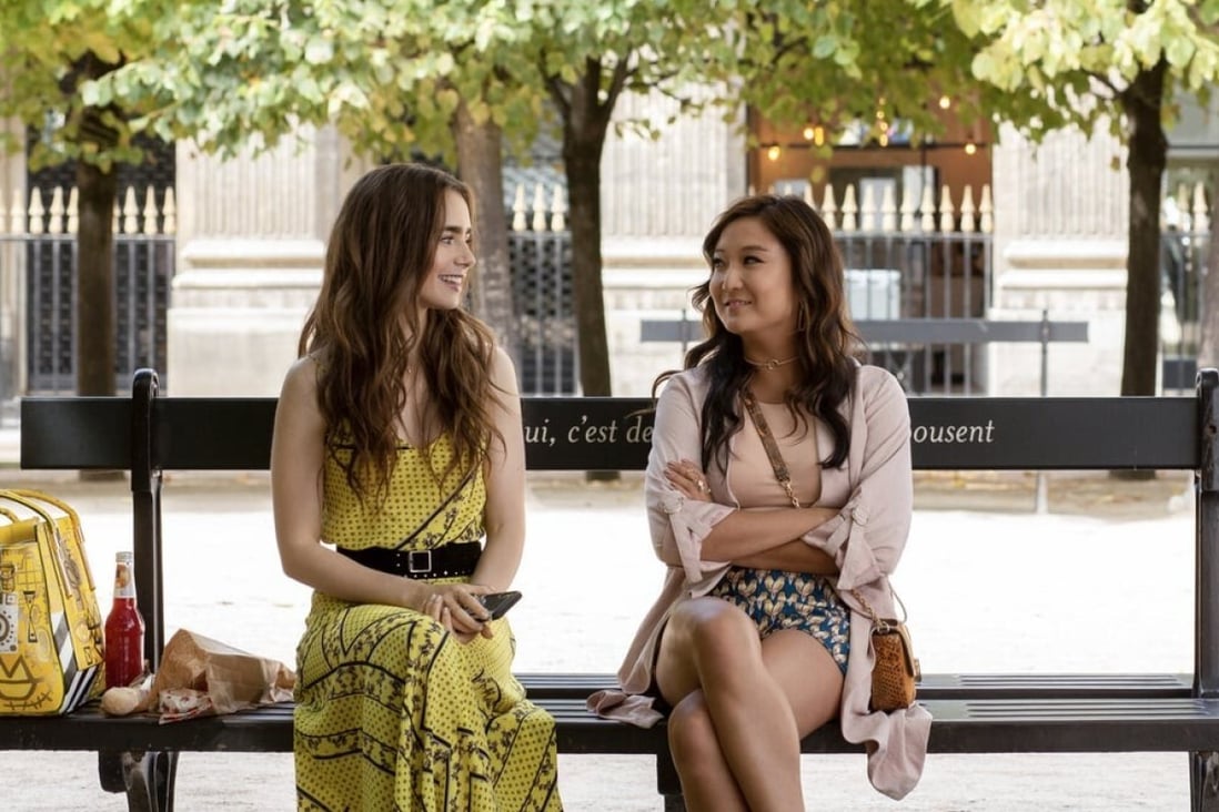 From left, Lily Collins and Ashley Park in Emily in Paris. Photo: Netflix