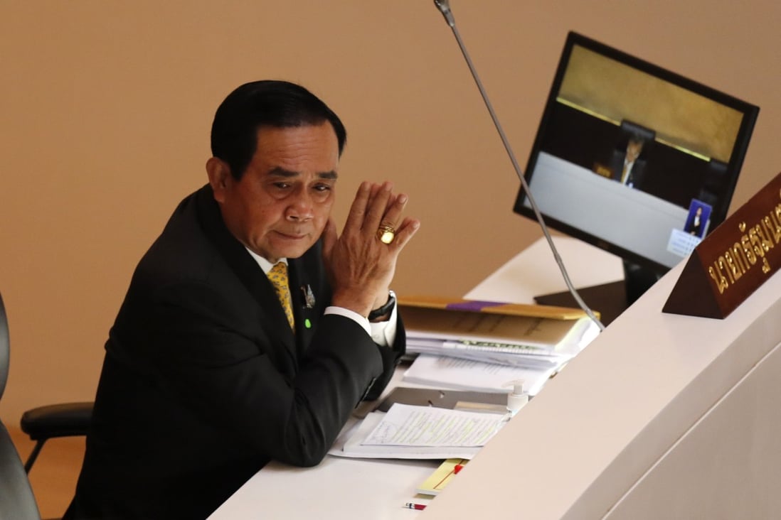 Thailand Prime Minister Prayuth Chan-ocha during an open special session of parliament in Bangkok. Photo: AP