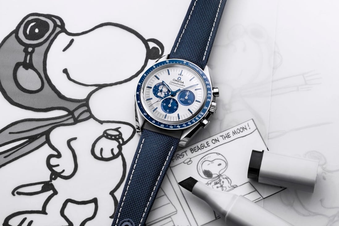 The Omega Speedmaster Silver Snoopy Award 50th Anniversary edition celebrates an unlikely relationship between Nasa’s moon landing and the iconic comic book character. Photo: Omega