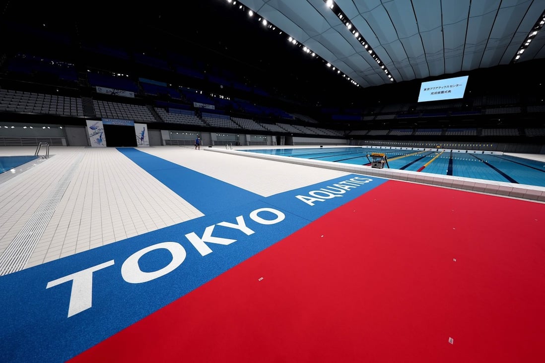The Tokyo Aquatics Centre is open as organisers make a statement after questions over whether the Games will go ahead next year. Photo: AFP