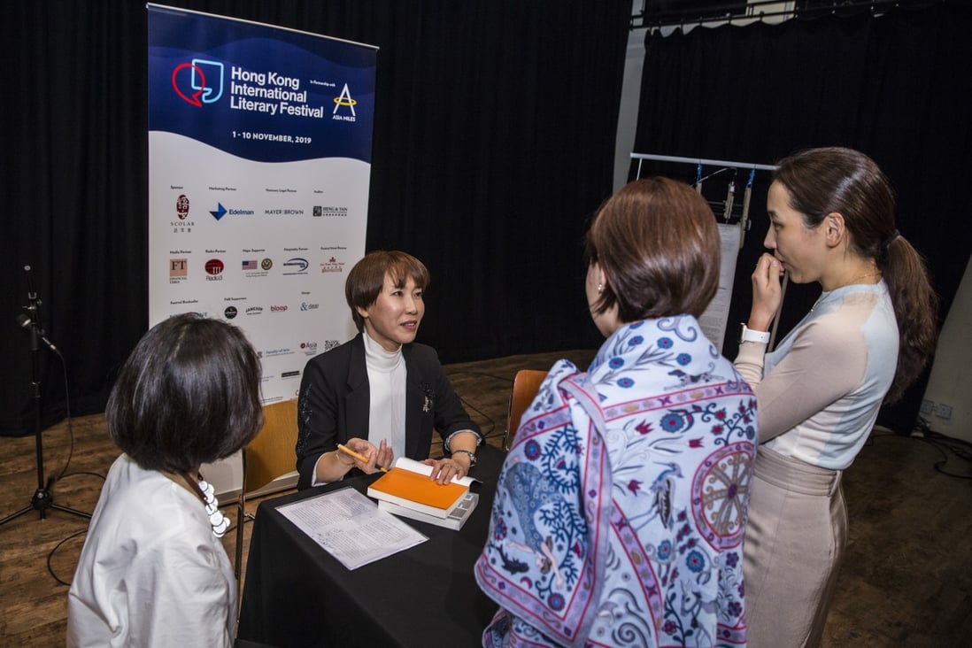 Author Jeong Yu-jeong of South Korean at a book signing at last year’s Hong Kong International Literary Festival. Photo: Isaac Lawrence