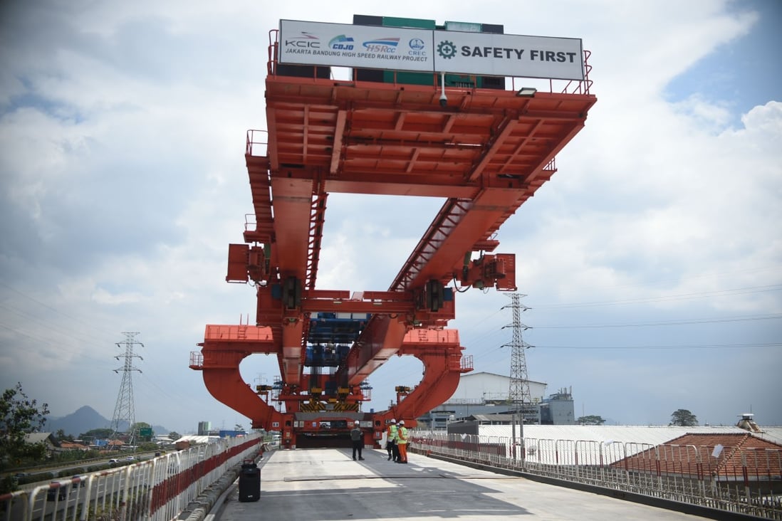 Box girders are erected at a construction site of the Jakarta-Bandung High Speed Railway in Jakarta on September 3. The railway is one of hundreds of projects taking place under the Belt and Road Initiative. Photo: Xinhua