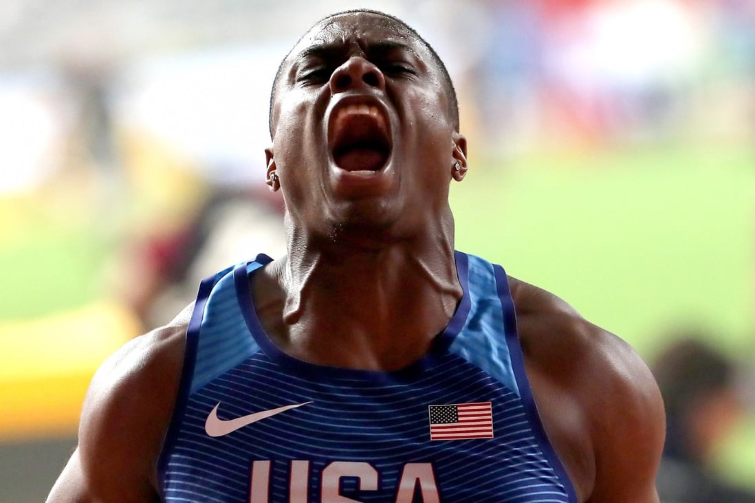 Christian Coleman wins the men’s 100m final at the 2019 world championships in Doha. Photo: DPA