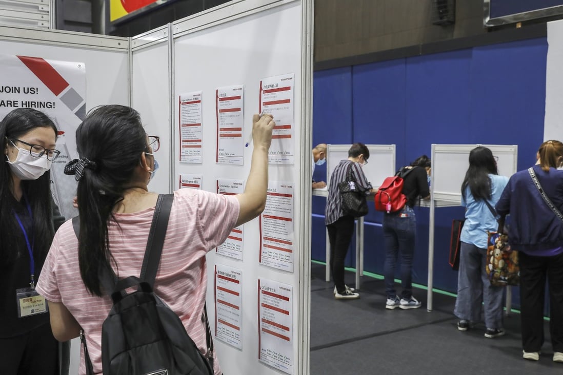 Hongkongers were at the first day of an official job fair in their hundreds. Photo: Nora Tam