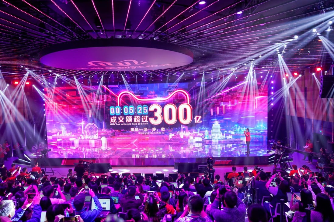 A screen shows the value of goods being transacted during Alibaba Group's 11.11 Singles' Day global shopping festival at the company's headquarters in Hangzhou on November 11, 2019. Photo: Reuters