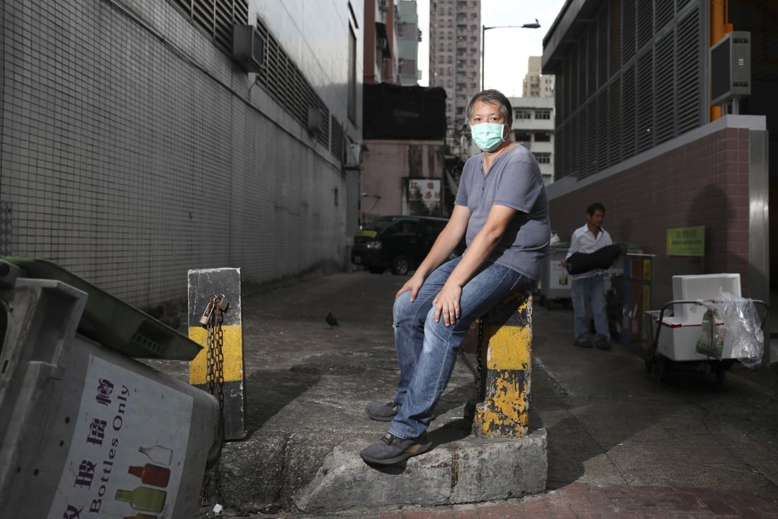 Luke Ching in Tai Po wet market, where he is working to support cleaners. Photo: SCMP / Xiaomei Chen