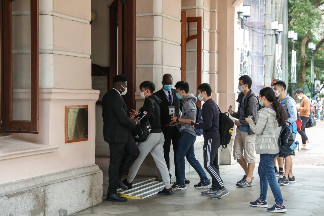 Students at the University of Hong Kong (HKU) campus in Pok Fu Lam amid the coronavirus outbreak. Photo: Nora Tam