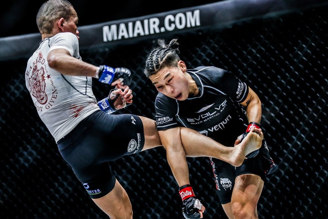 Strawweight champ Xiong Jingnan catches Tiffany Teo at Inside the Matrix. Photos: ONE Championship
