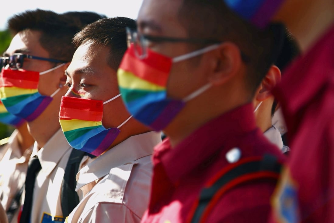 People gather during Asia's biggest pride parade in Taipei, Taiwan on Saturday. Photo: Ann Wang