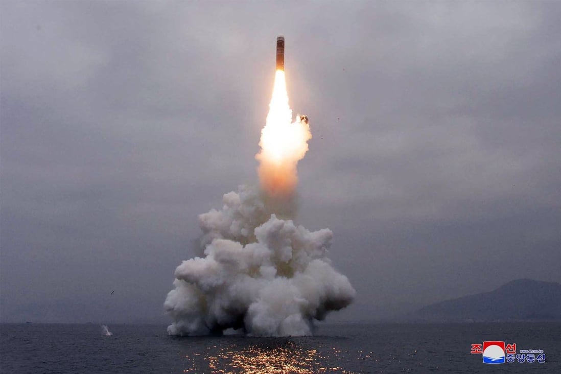 North Korea test fired a submarine-launched ballistic missile in October 2019. South Korean officials say a new submarine will also have SLBM capabilities. Photo: AFP