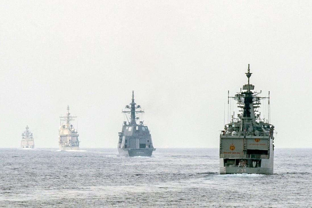Japanese, Indian and US ships take part in Malabar in 2015, when Australia was not involved. Photo: AFP