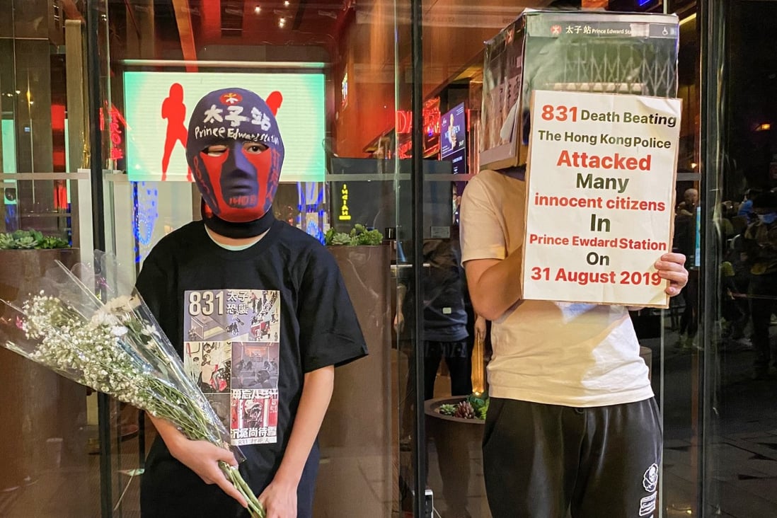 Two youngsters mark Halloween on October 31 by protesting against police action at Prince Edward MTR station in August last year. Some Hongkongers were convinced demonstrators had been killed at the Prince Edward protest. Photo: Chan Ho-him