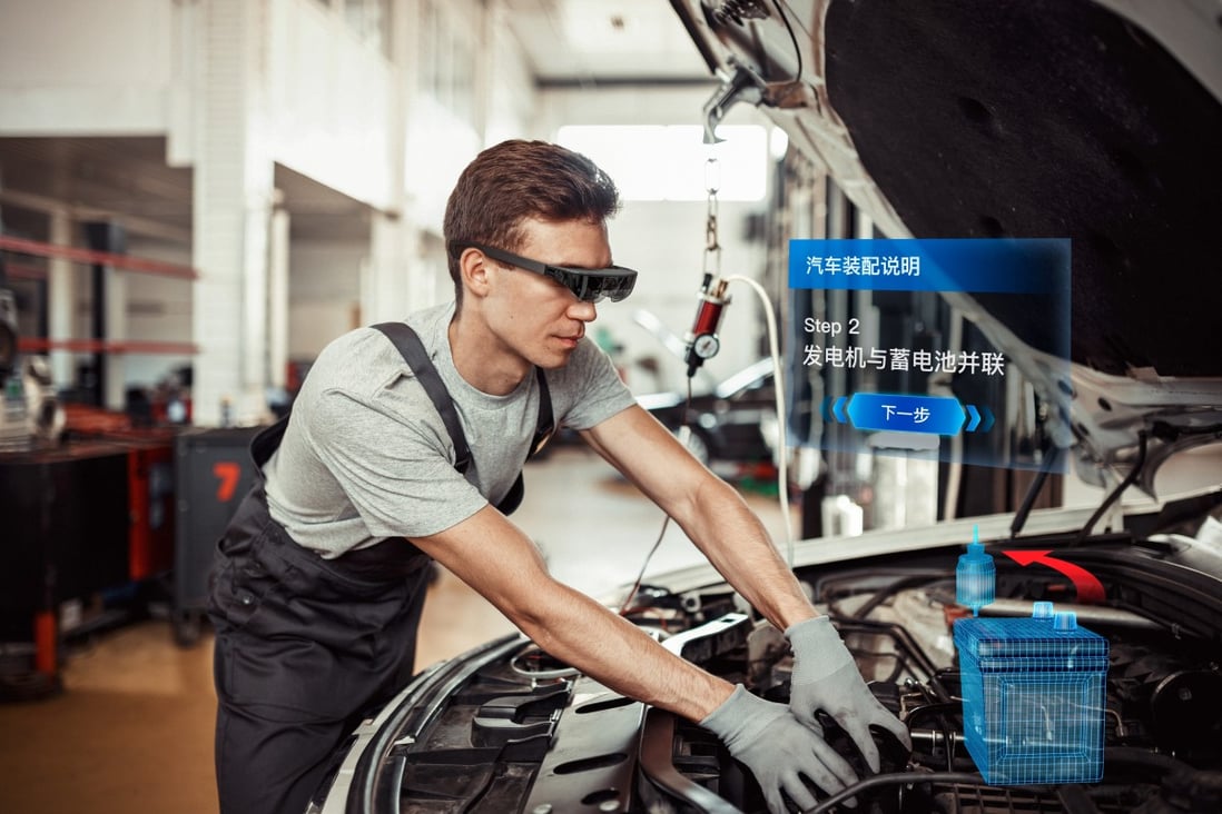 The HiAR G200 augmented reality glasses are used by workers in car manufacturing. Photo: Handout