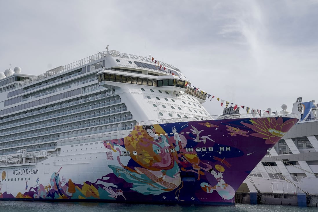 The World Dream cruise ship docked in Singapore on November 6, 2020. Photo: EPA-EFE