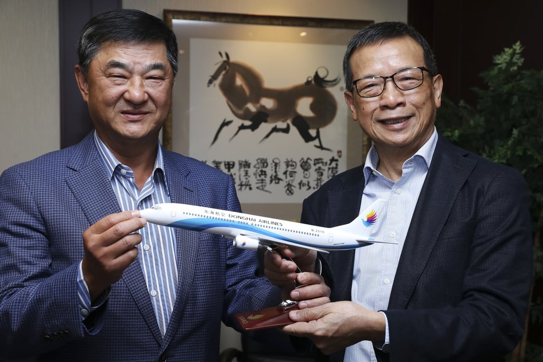 Hong Kong property tycoon Bill Wong Cho-bau, left, who already operates Donghai Airlines in Shenzhen, is behind a new venture, Greater Bay Airlines. Photo: SCMP / K.Y. Cheng