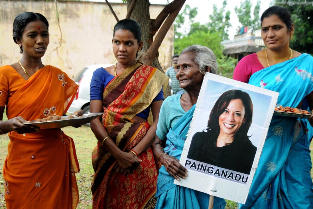 Indian women gather to celebrate the victory of US vice president-elect Kamala Harris. Despite India first electing a female prime minister in 1966, women find it difficult to advance in the world of politics. Photo: Reuters