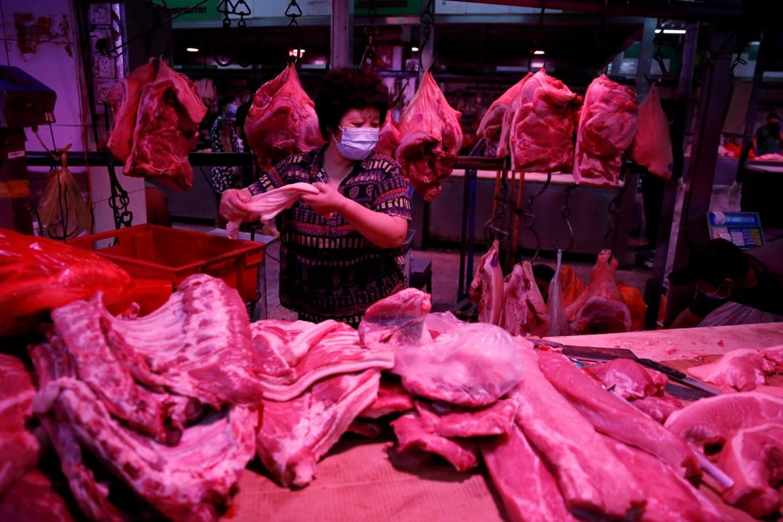 Pork prices in China are expected to have dropped by 1.15 percentage points in October, compared with September. Photo: Reuters